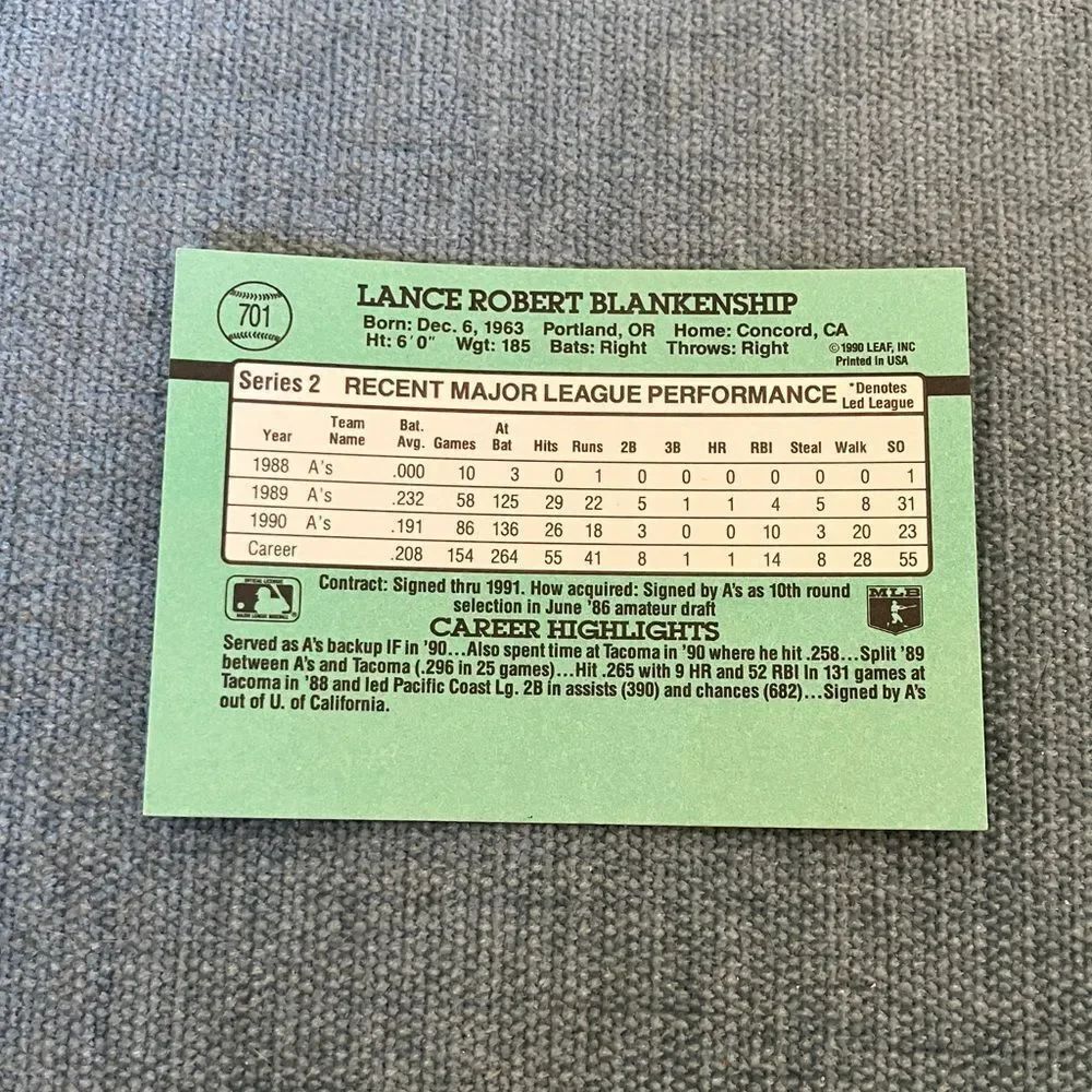 1991 Donruss Oakland A's Baseball Card Trading Card
